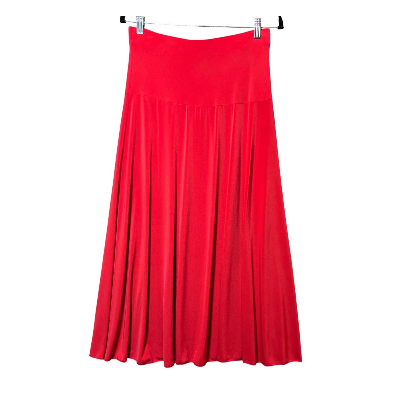 Vintage Valentina Tomato Red Pleated Maxi Skirt One Size Fit All Stretch Knit