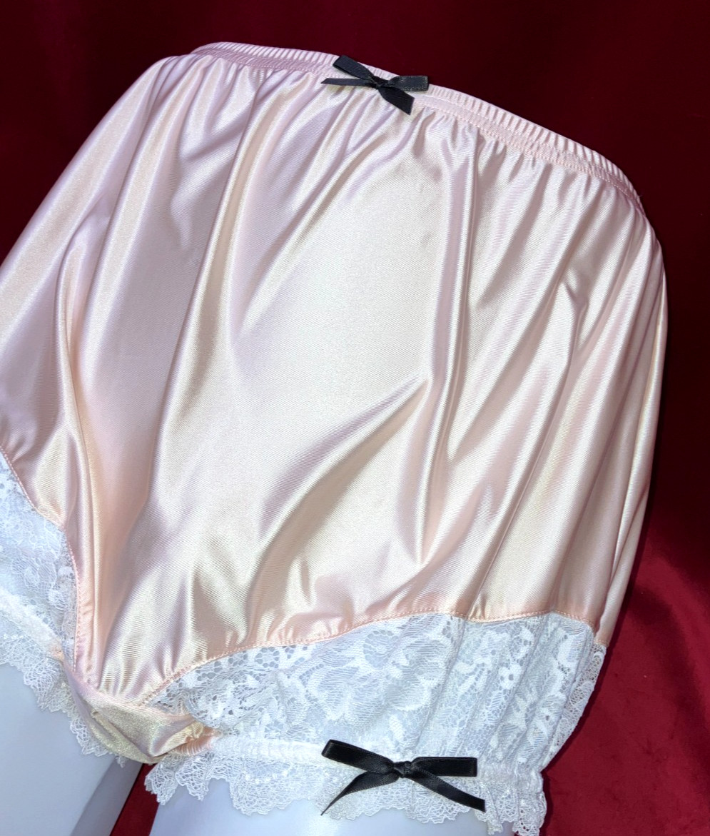 2X 3X Mushroom Gusset Granny Panty Silky Nylon Satin Brief Sissy Vintage styl