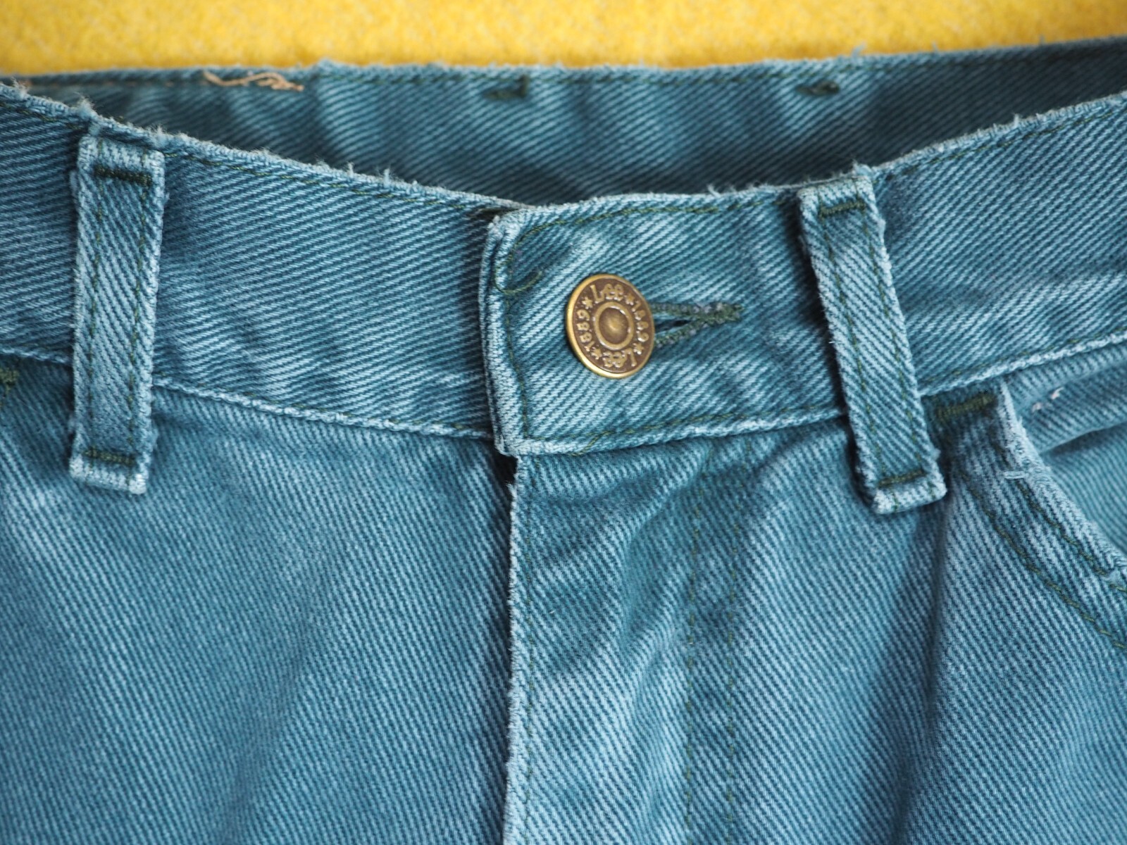 VTG 80s 90s LEE Spruce Green Teal USA High Waist Mom 27×26 Jeans Pants Womens
