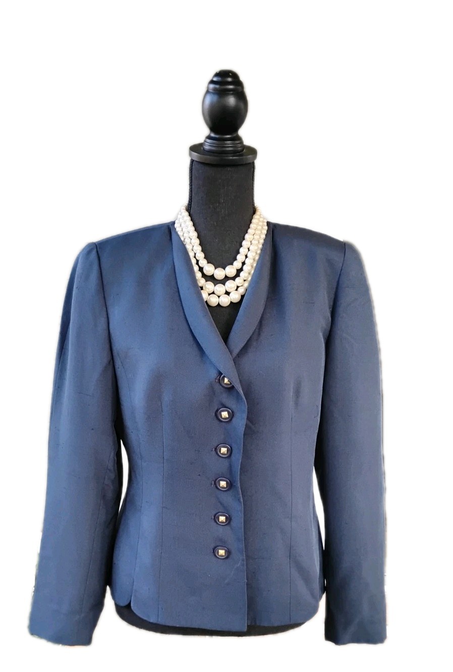 Herbert Grossman Cynthia Sobel Vintage Suit jacket 10 Navy Blue Dress Casual M