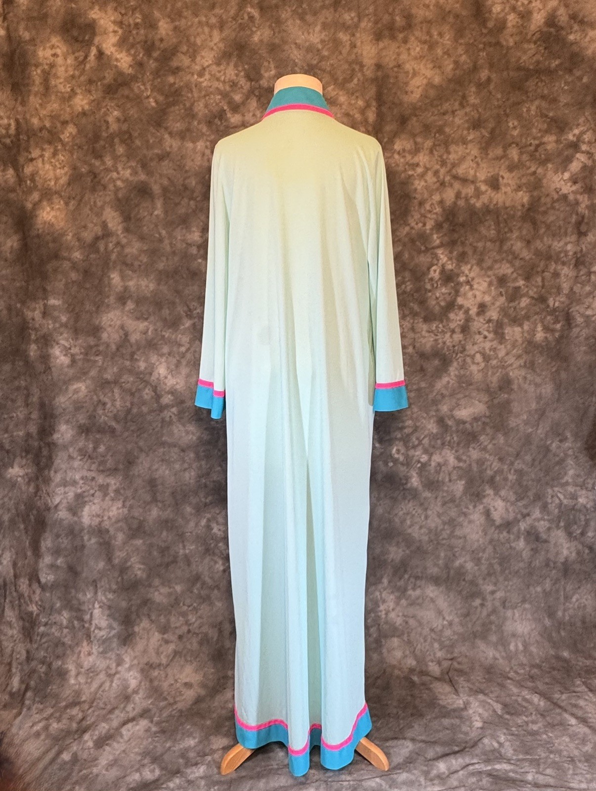 Vtg 60/70s Mod Gossard Artemis Robe Loungewear Aqua Pink turquoise SzM