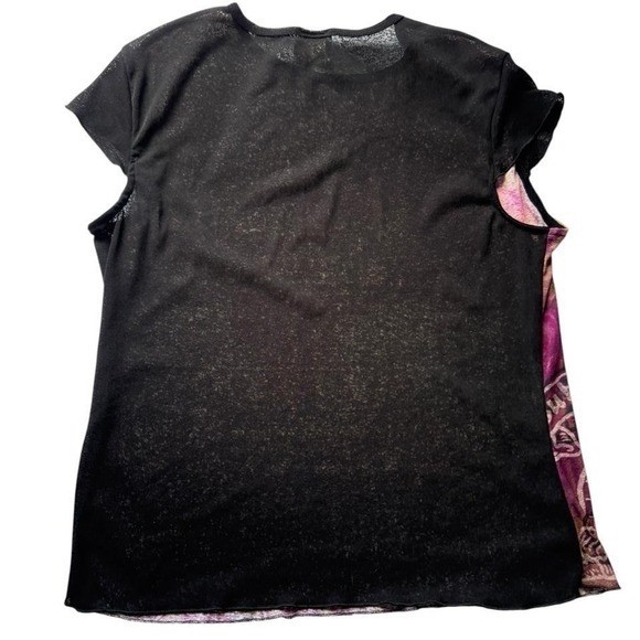 Vintage European Graphic Mesh Top Oversized Y2K Artsy Sheer Tee XL vintage