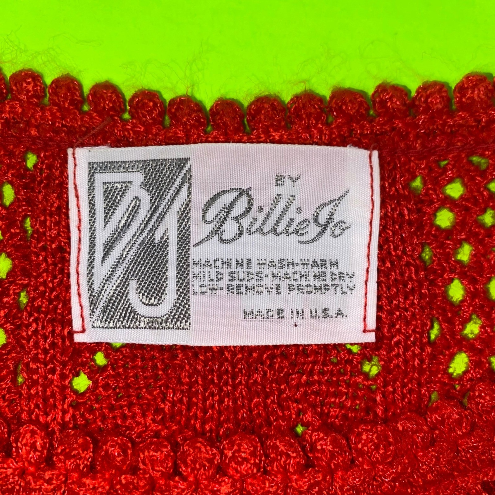 Billie Jo Vintage Red Short Sleeve Cable Pointelle Knit Sweater Made in USA