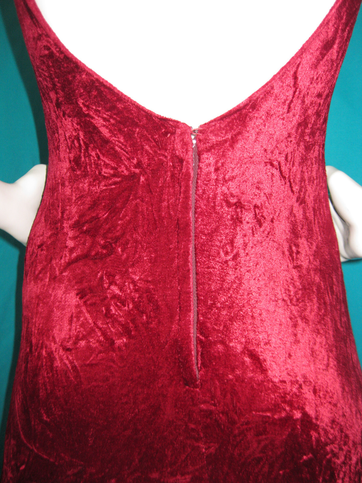 Gorgeous! Rare Vintage Union Made ILGWU Red Crushed Velvet Maxi Dress Gown SEXY!