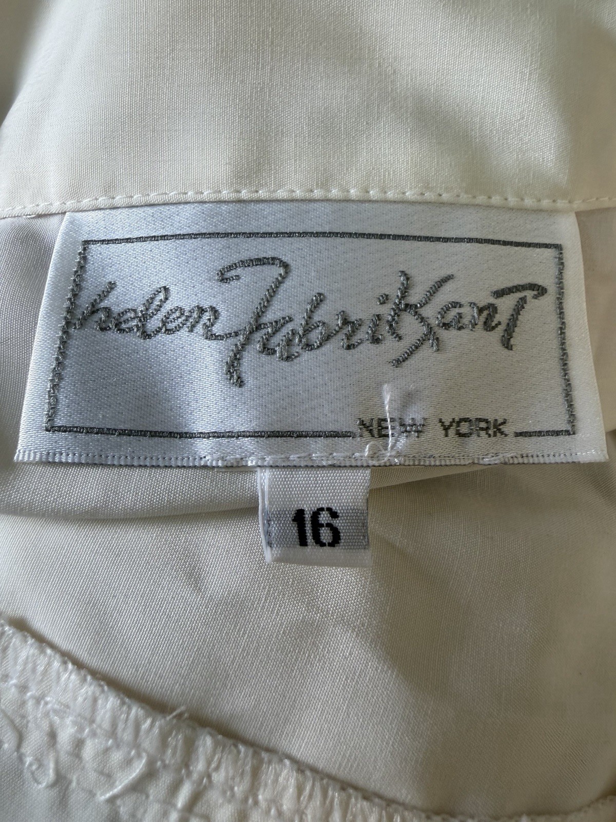 Helen Fabrikant Blouse NOS Size 16 Ivory Secretary Shirt Double Breasted USA 80s