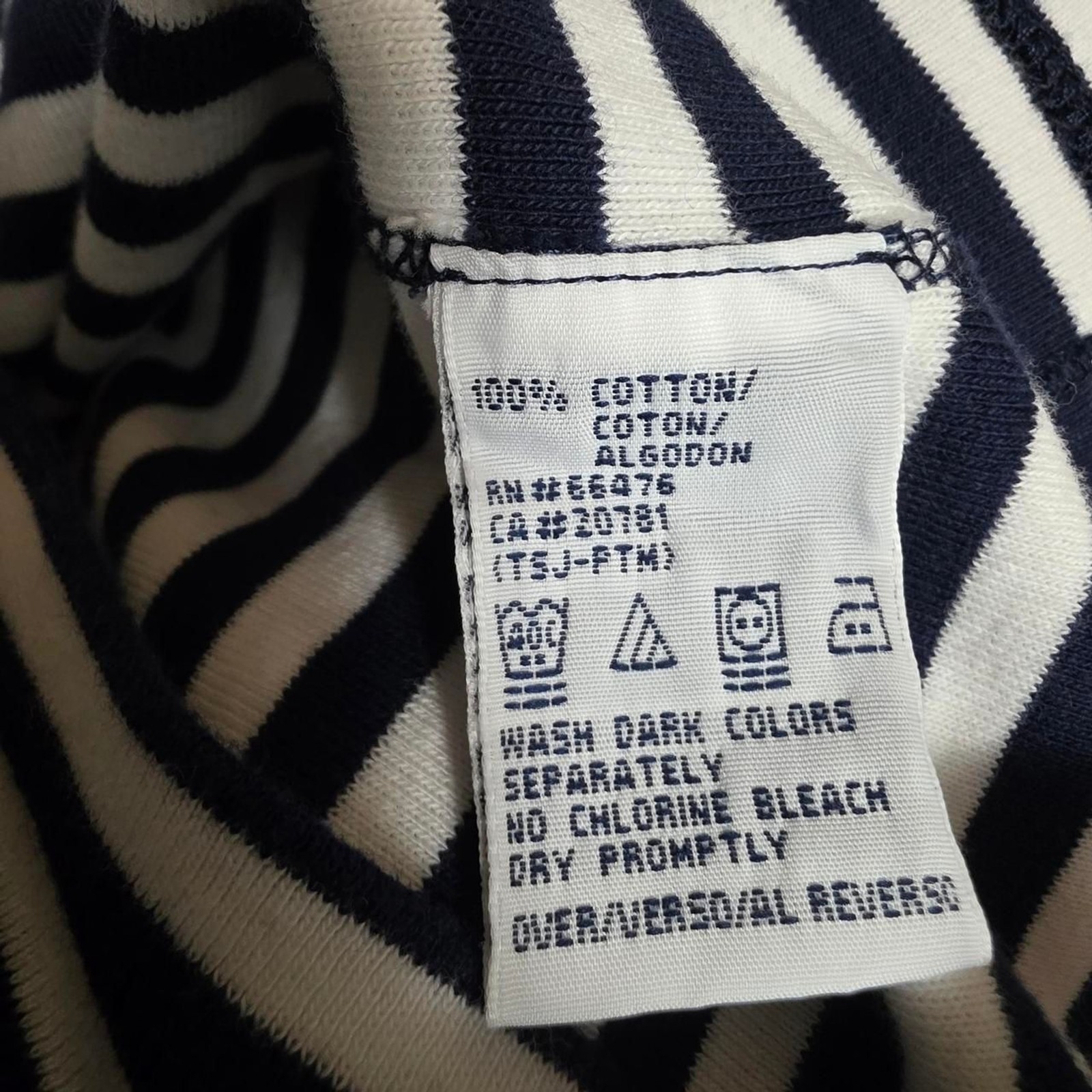 Vintage Y2K Tommy Hilfiger Striped Turtleneck Long Sleeve Top Navy White XL 2002