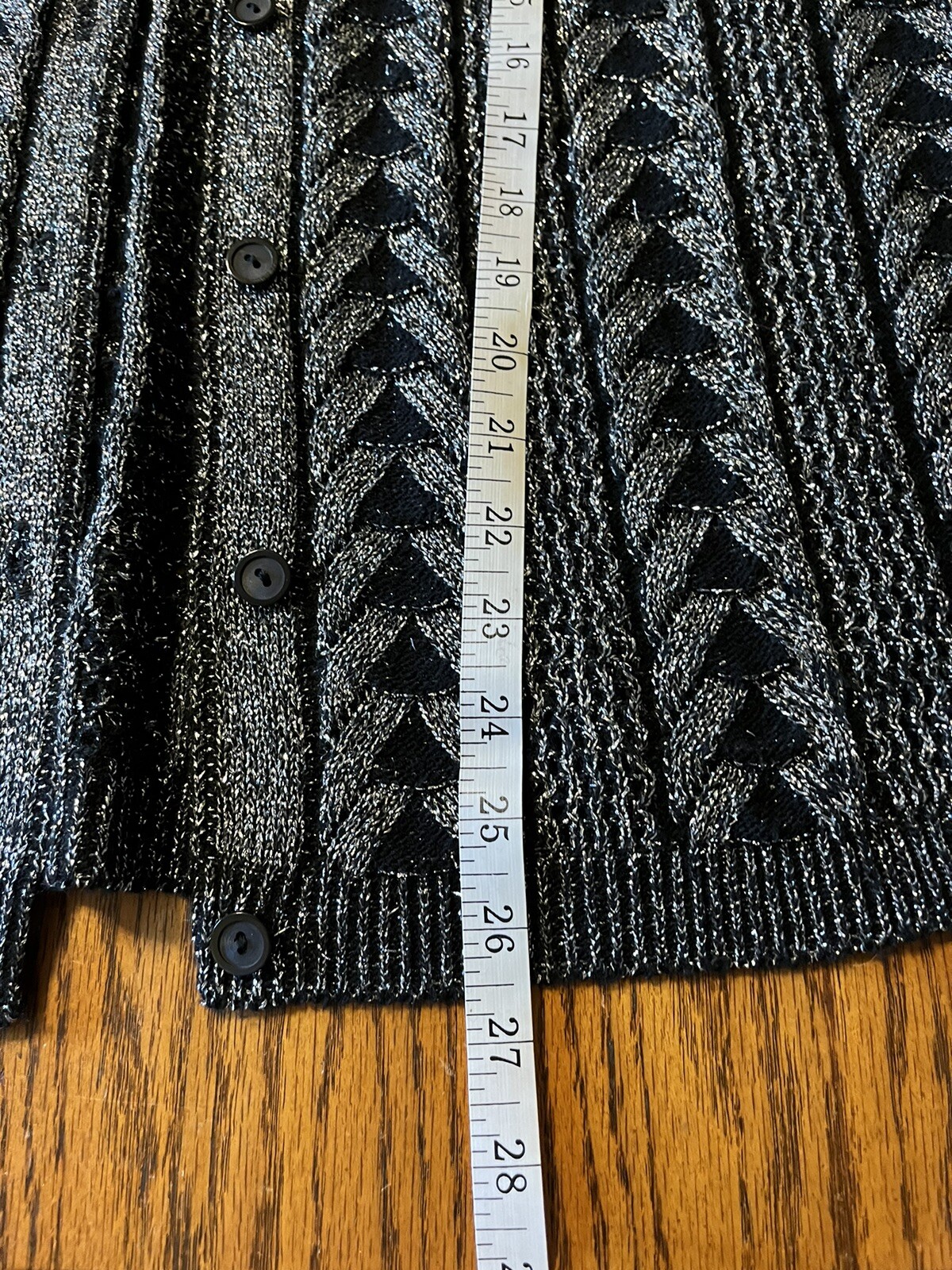 Vintage 1950s Billie Jo Black Sparkle Knit Cardigan Sweater Size Large