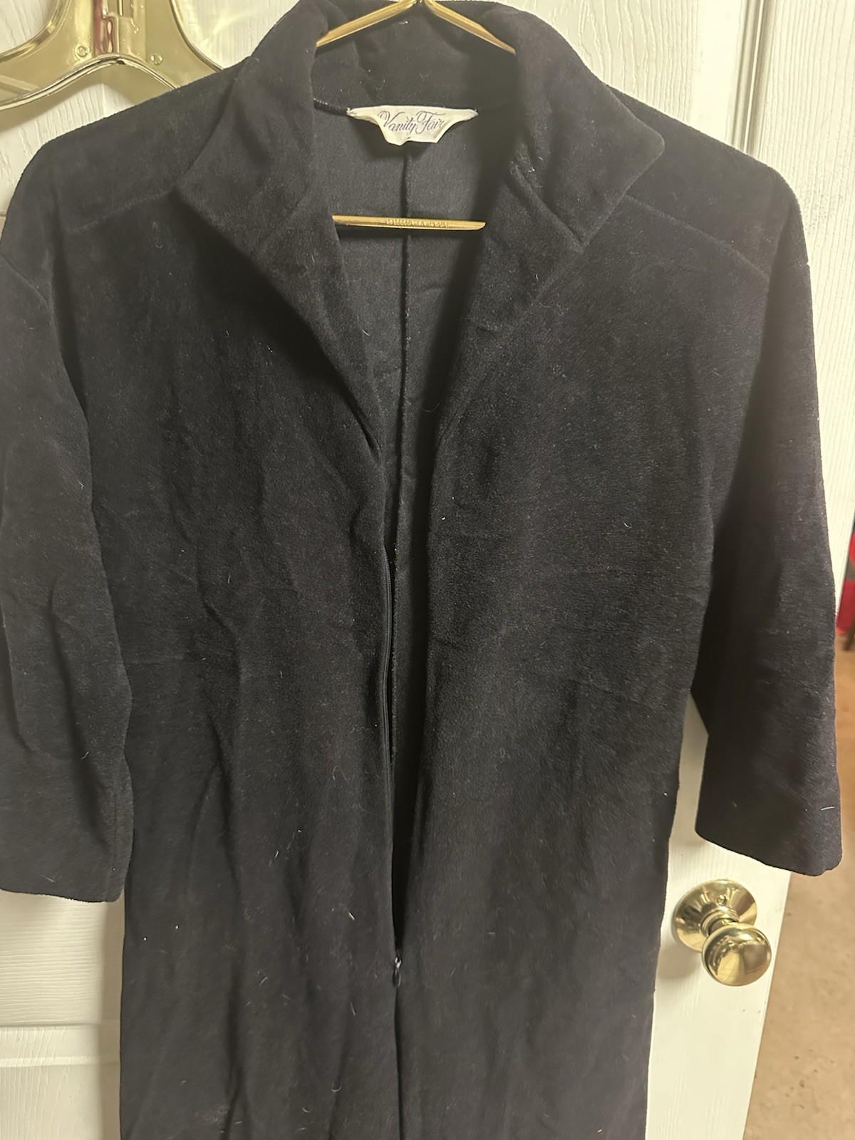 Vanity Fair VNT 60-70’s Velour Zip Front Wide Leg Jumpsuit Sz 6 Small Hole 36w