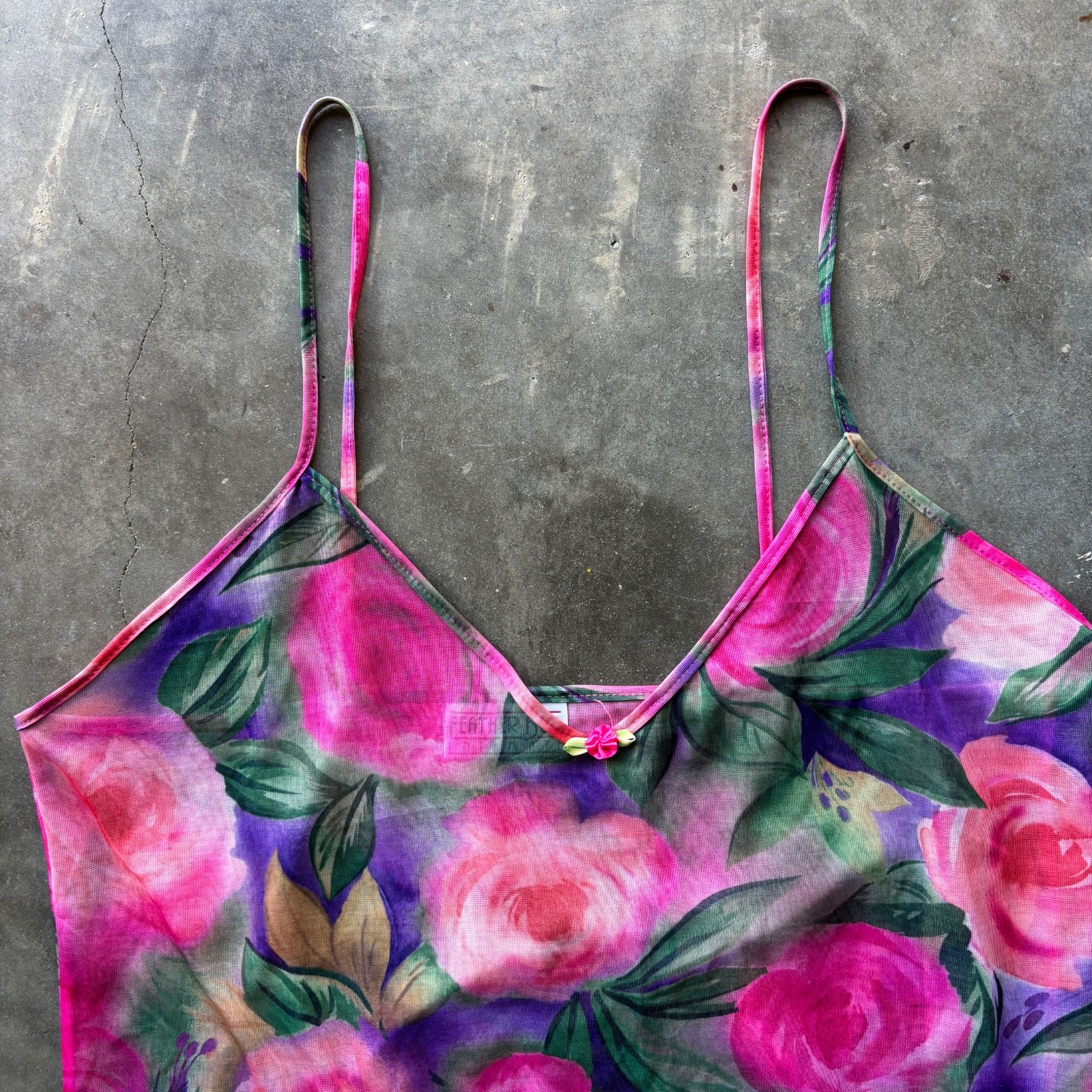 Vintage Feather Bed Intimate Tank Top Camisole Women’s Size M Pink Purple Floral