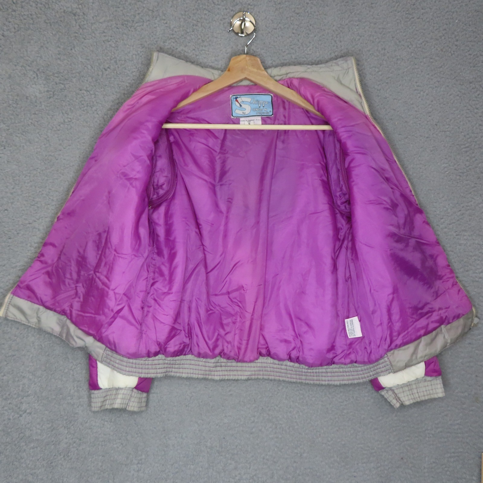 Vintage 80s Puffer Ski Jacket Womens Small Pink Colorblock Zip Off Sleeves Vest