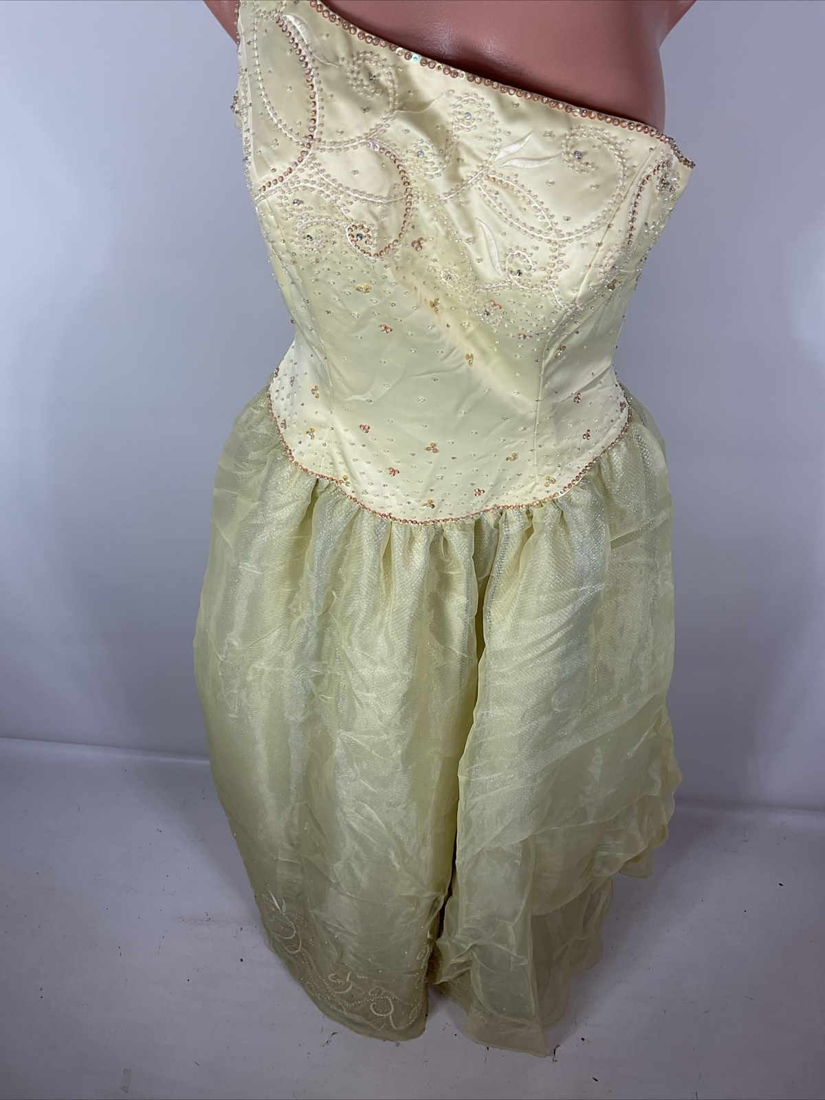 NWT Mike Benet Formals Sz 8 Yellow Dress Gown Pageant Cinderella Corset Prom NEW