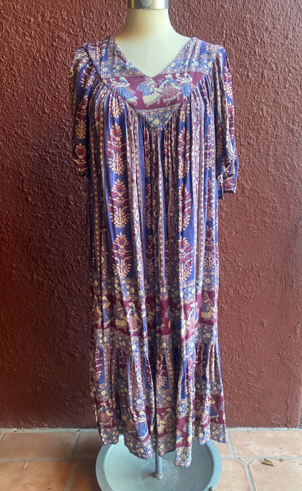 Vintage Maxi Boho Gauze Hippy Dress Muumuu Indian XL, 1X, 2X, 3X, 4X PLUS