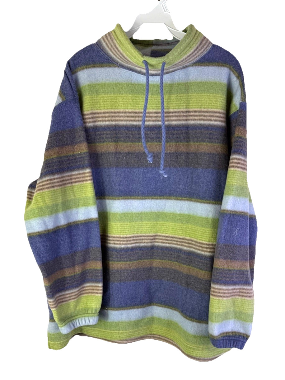 Vintage 90s Streetwear Rainbow Fleece Baggy Jacket Sweatshirt Womens 1XL