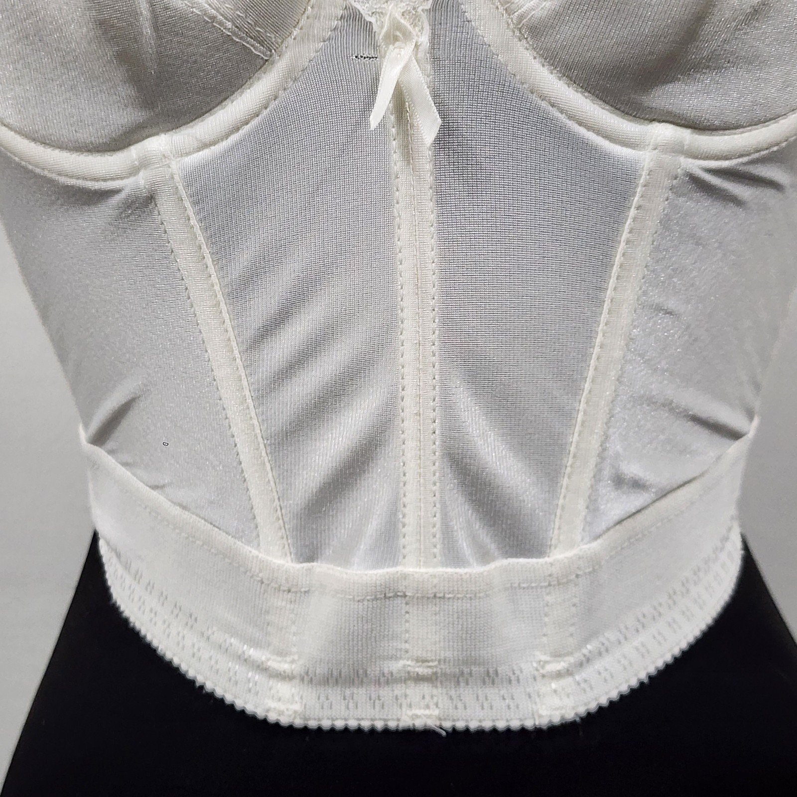Vtg Backless by Smoothie Strapless Longline Bustier Bra Boned Low Back Ivory 36A