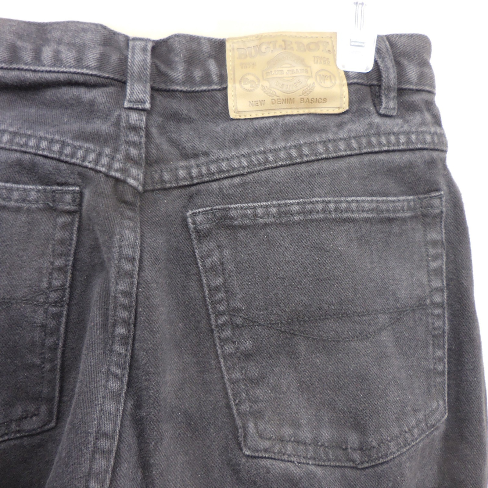 Vintage Bugle Boy Black High Waisted Tapered Leg Slim Fit Jeans 10R Cotton 90s
