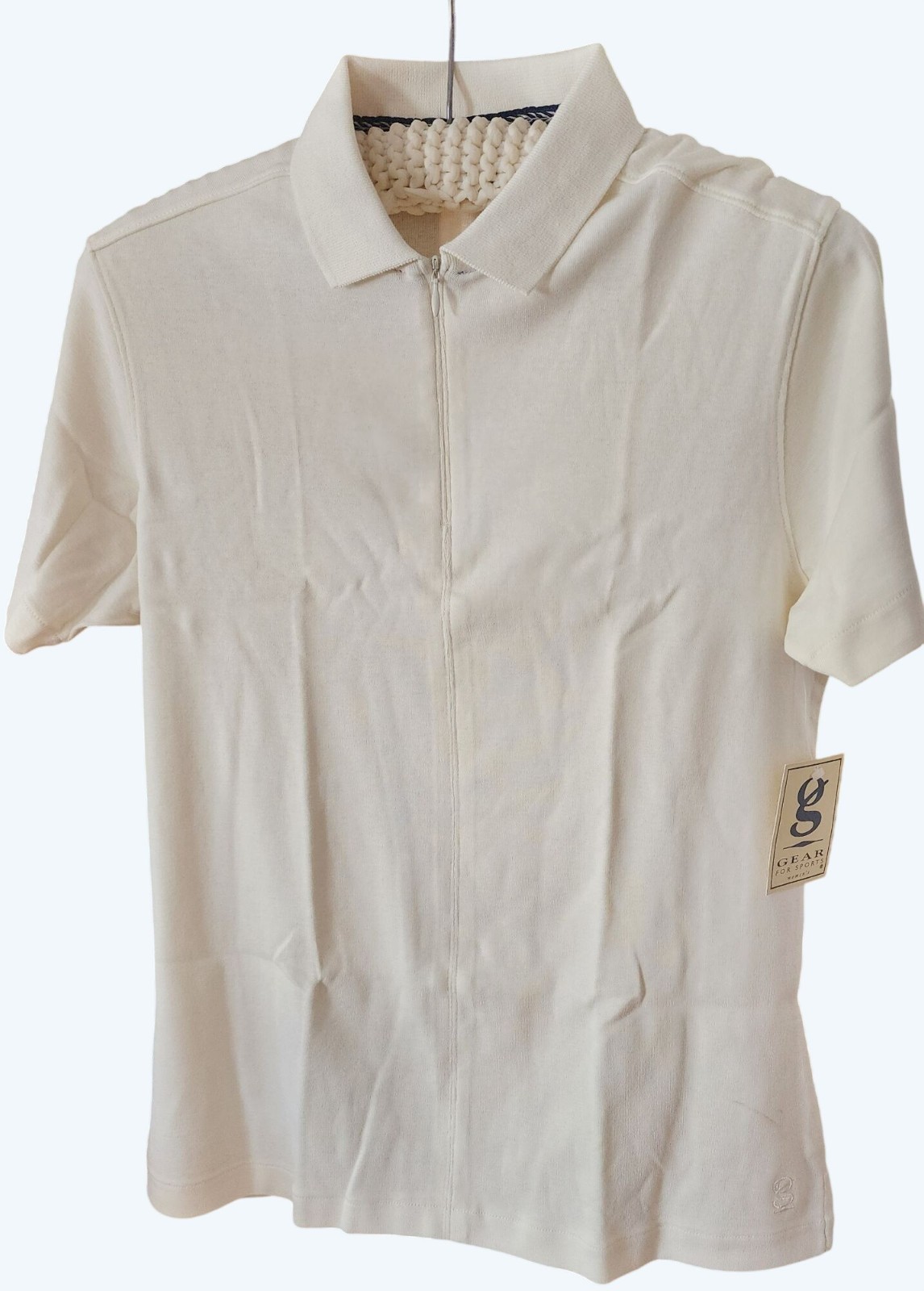 Gear For Sports Cream Half-Zip Polo Shirt Cotton Unused Vintage Stock sz M