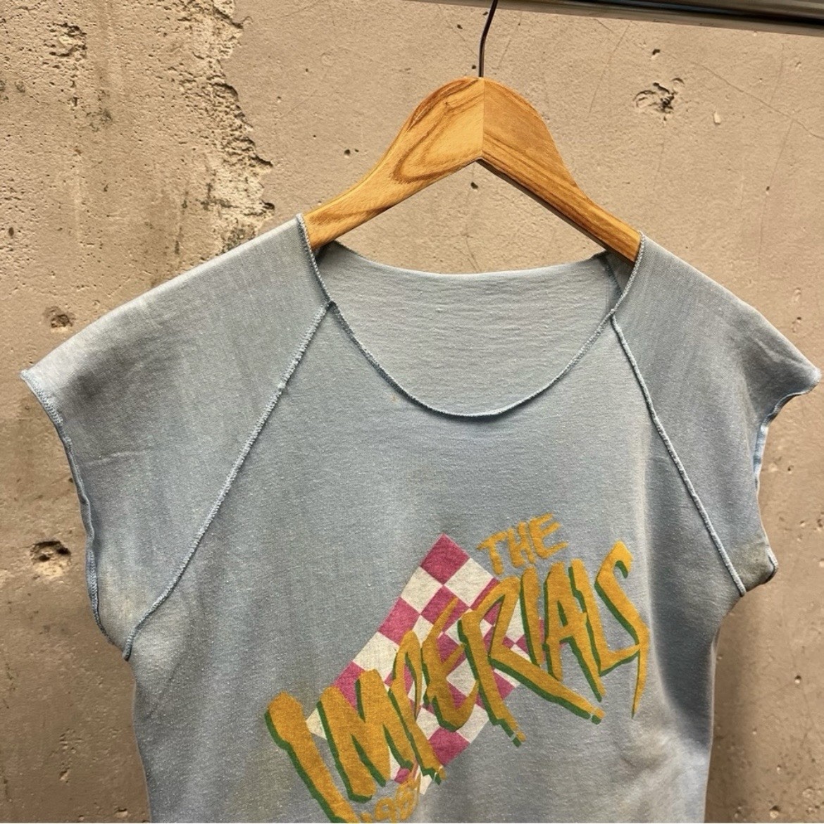 Vintage 80s The Imperials Raglan Cut Blue Colorful Print Band Tee M/L 1985
