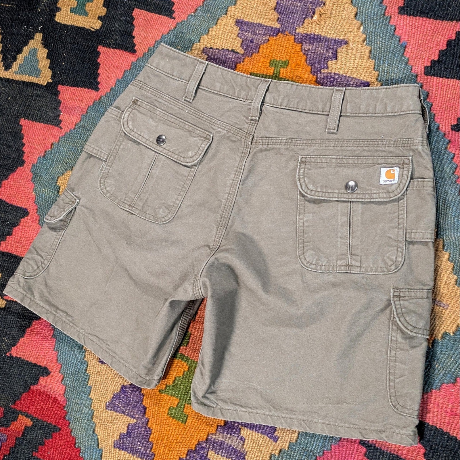 Vintage Carhartt Cargo Shorts Tan Khaki Workwear Utility 32 Waist