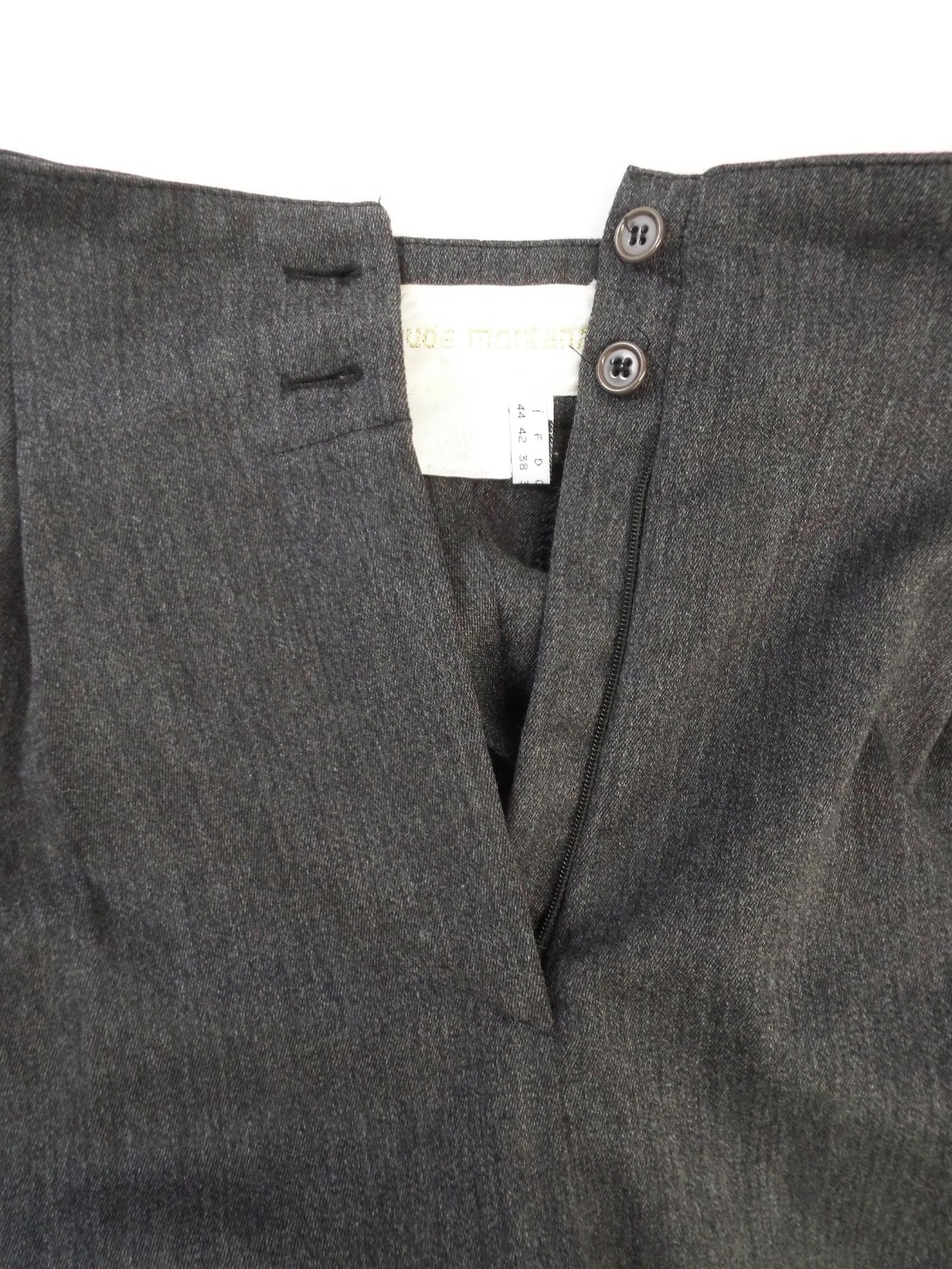 Vintage 1980s Claude Montana Gray Wool Pant Suit Jacket Blazer Shoulder Pads SM