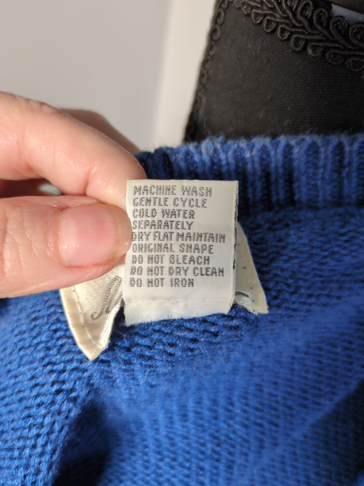 Vintage Margules Knit Cardigan Blue With Floral Embroidery, White Bears Women M