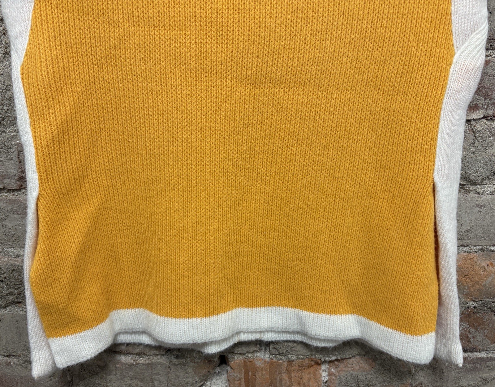 Vintage Bobbie Brooks Sweater Vest Yellow White Block Pattern Women’s Size S / M