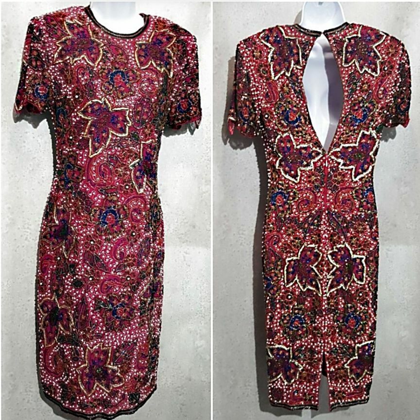 Naeem Khan Dress Hand beaded silk dress size M
