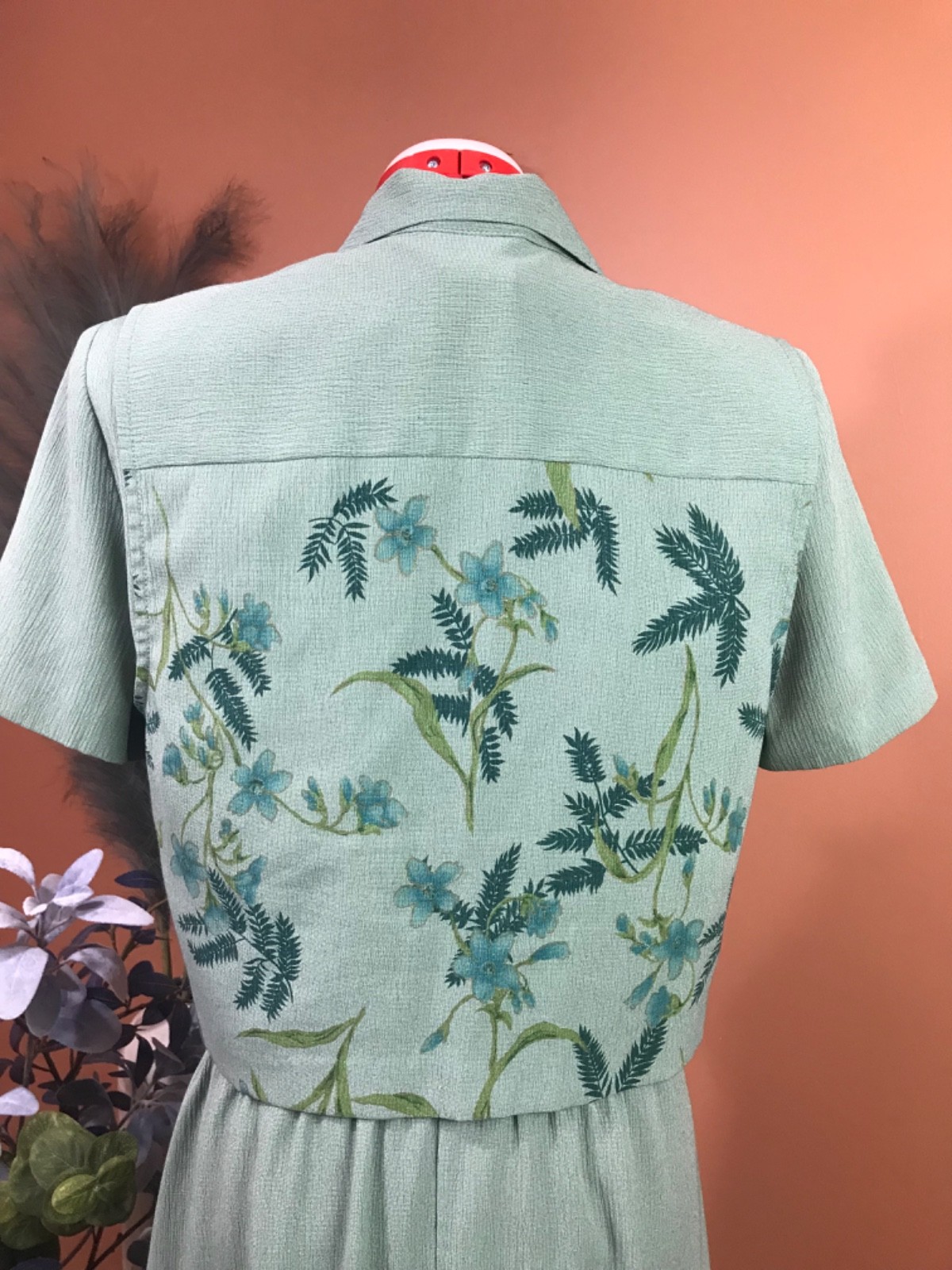 miss dorby green dress floral vest sz 12 cottagecore vntg 90’s homestead