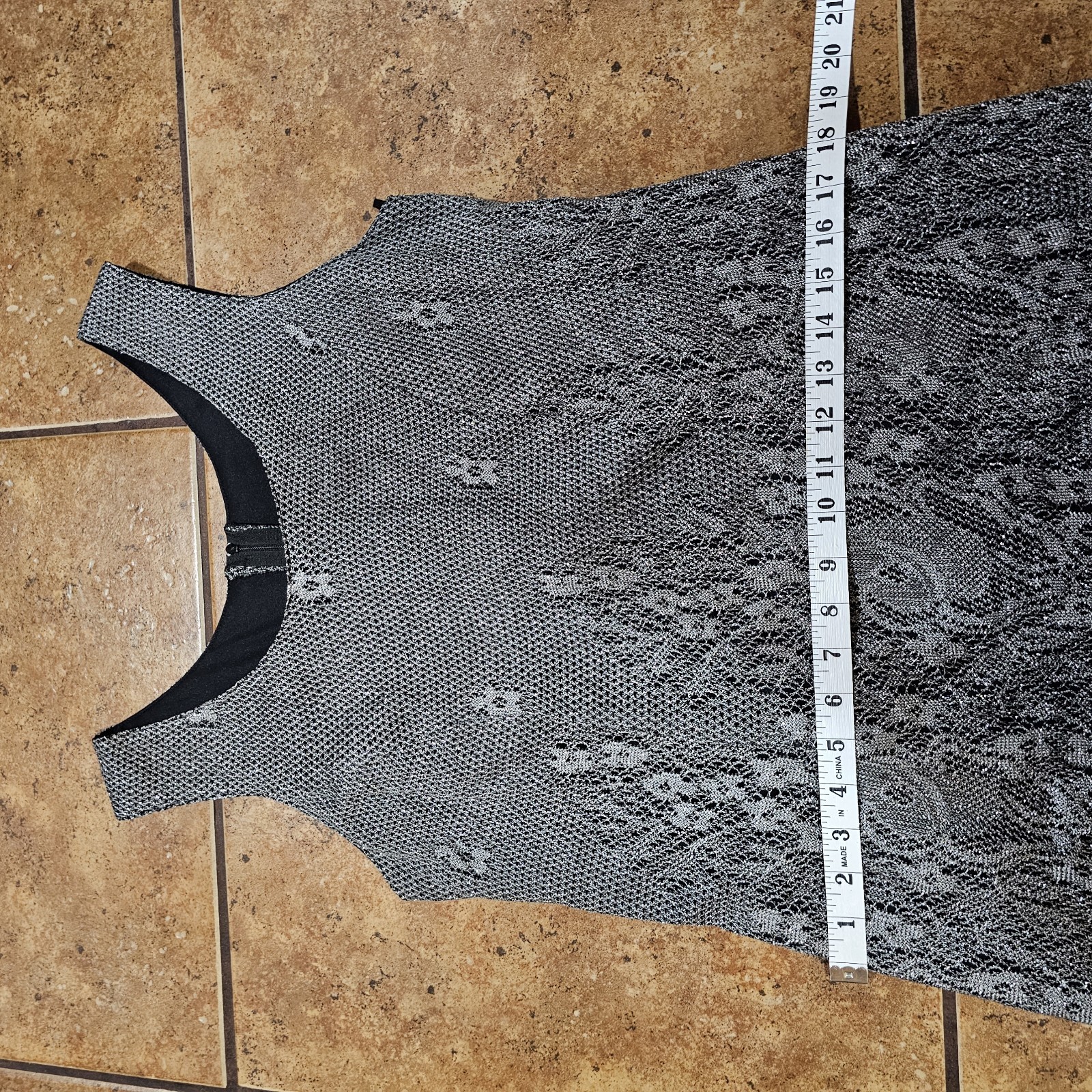 Vintage 90s Lace Dress Onyx Nite Doily Midi Size 13/14 Gray Black Floral Flapper