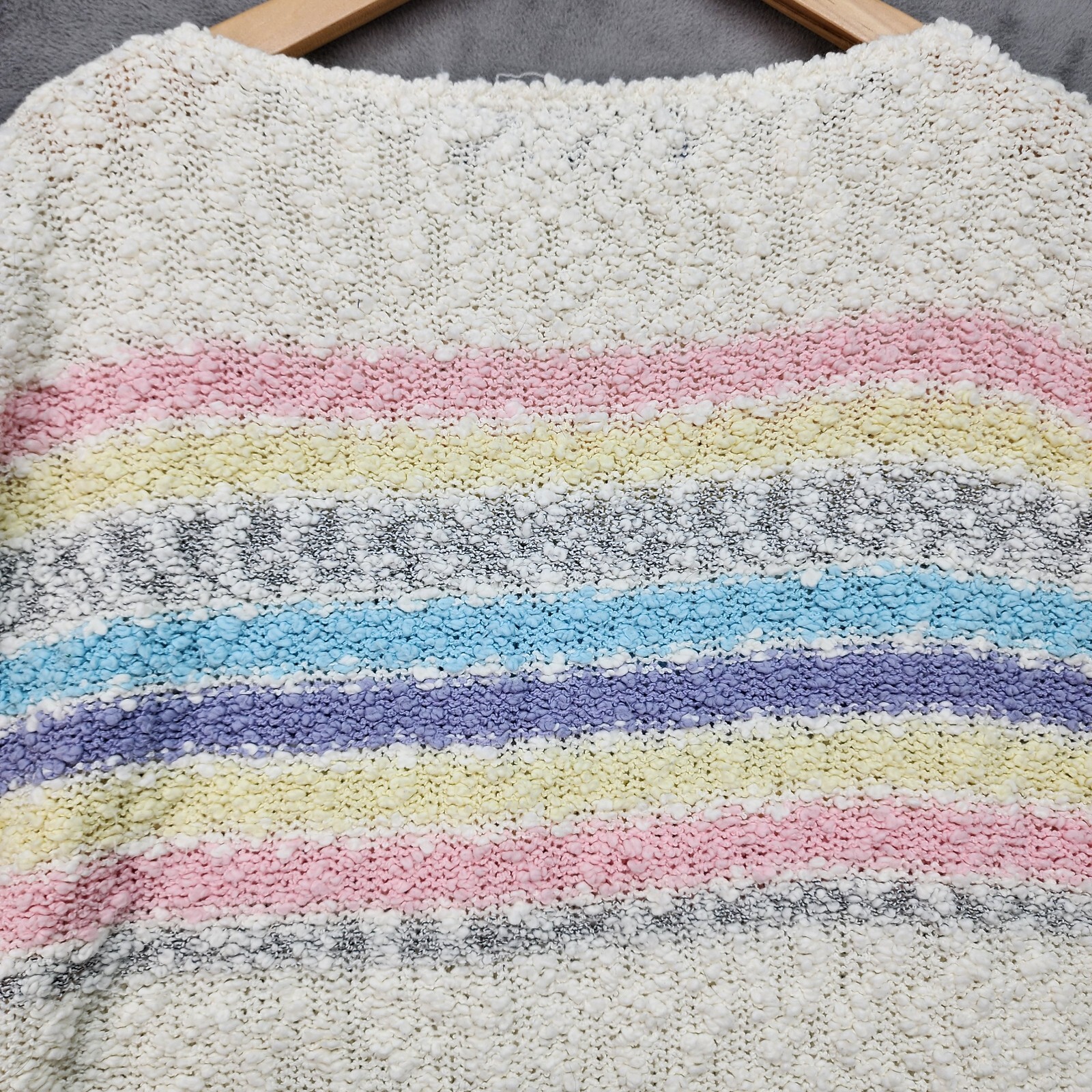 Vtg 90s Allison Smith Sweater Women’s 18W White Pink Nubby Knit Cottagecore Mom
