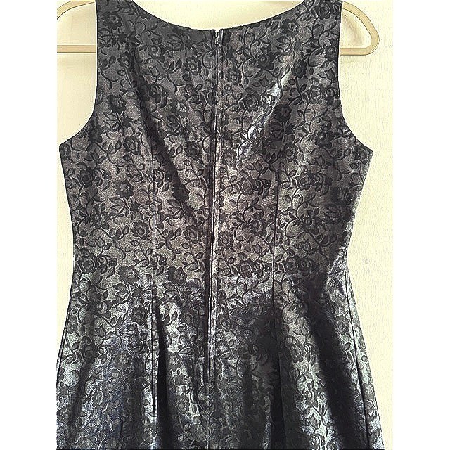 Be Smart Vintage Black Floral Jacquard Sheath Dress Metallic Sleeveless 9/10
