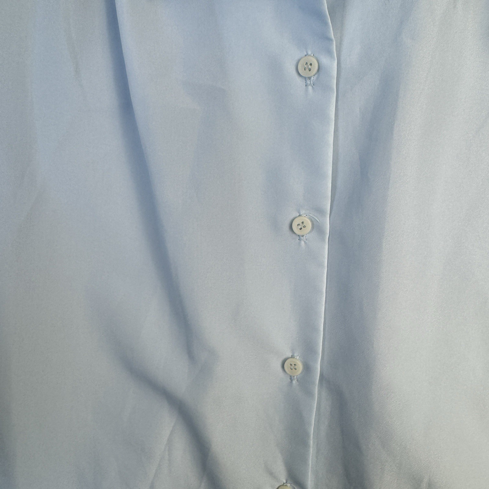 VTG Nikki Size 14 Light Blue Short Sleeve Blouse Eyelet Lace Collar Made in USA