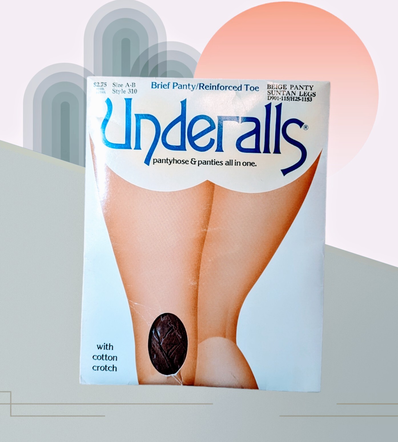 VTG Underalls Pantyhose & Panties All in One Beige Brief Suntan Leg Size A-B NOS