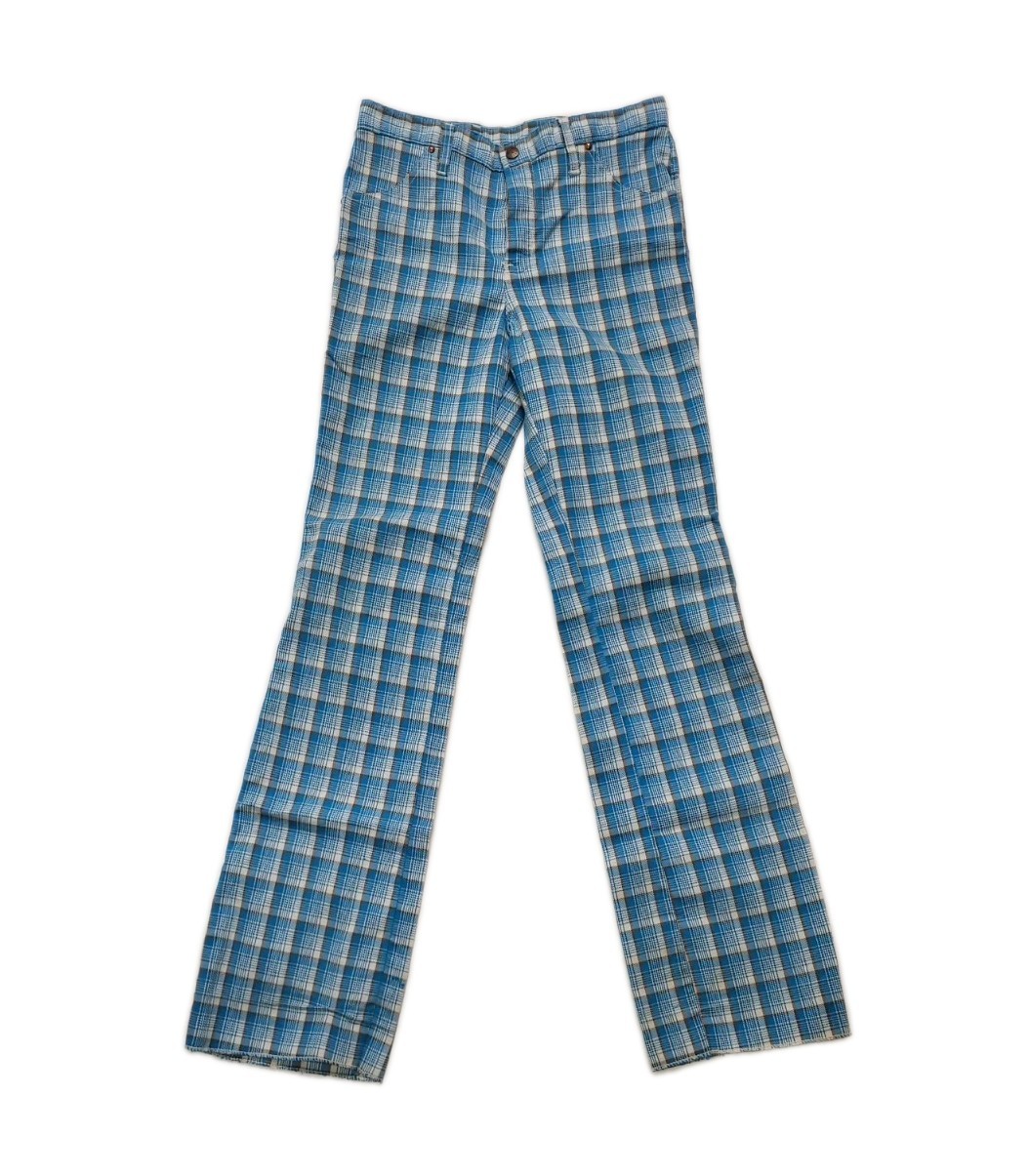 Vintage H Bar C Ranchwear Tom Boy Womens Pants Blue Plaid Size 30 X 33.5