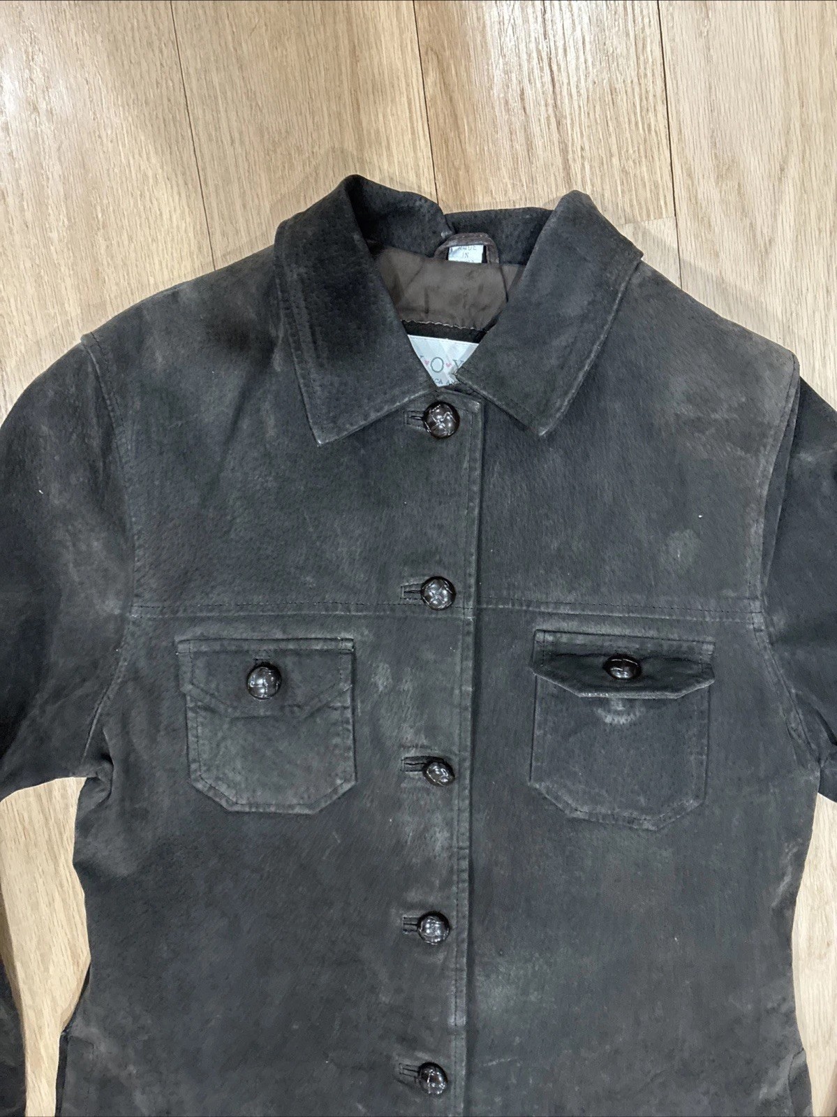 XOXO 90s Vintage Suede Jacket Women M Brown Button Front Lined Retro Grunge Wear