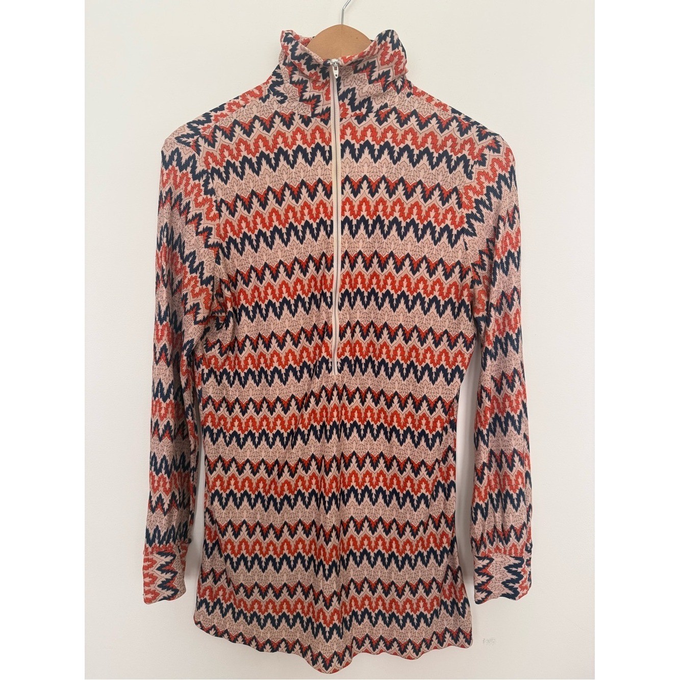 Vintage Quarter Zip Mock Neck Top Cover Up Tunic Size 18 (M) Coastal Grandmother