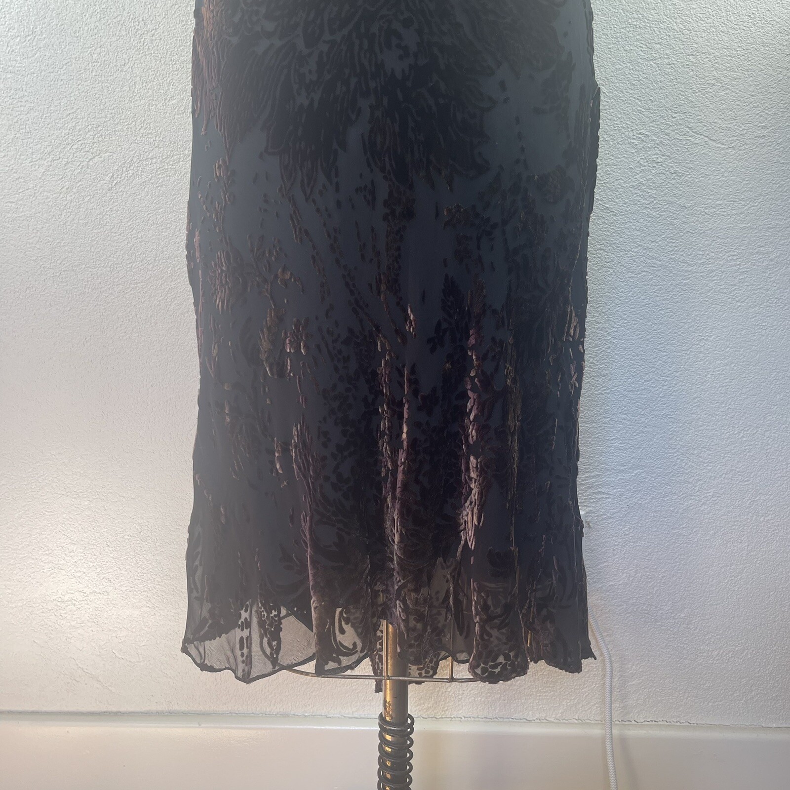 Vintage l 90s 4 Anne Klein Petite Floral Burnout Velvet Bias Surplice Wrap Dress