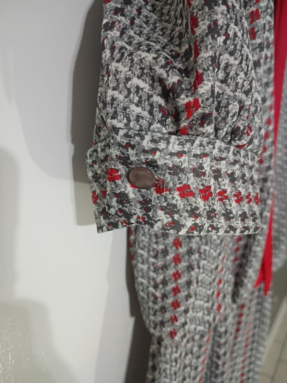 Vintage Jenny Petite 14 Polyester Made In USA Grey And Red