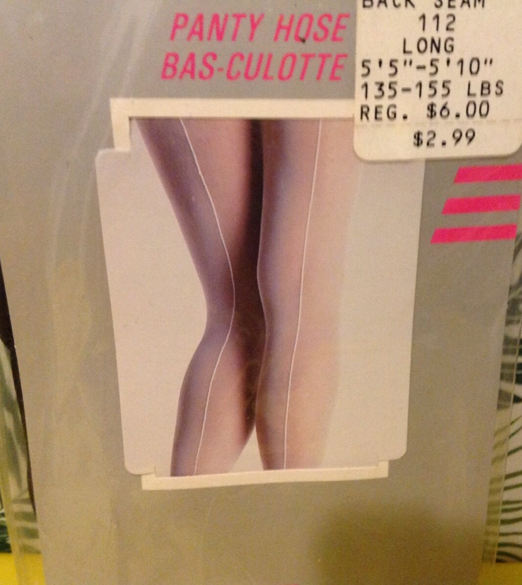 Vintage Pantyhose Whisper Desing Back Seam color Black 135-155 lbs