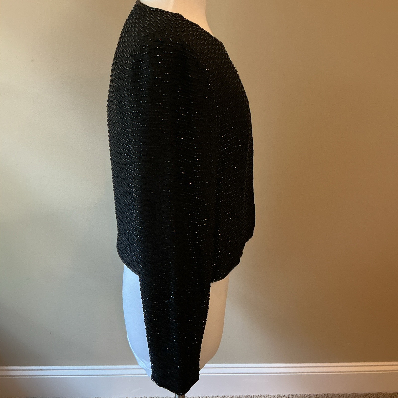 Vintage ANDRETTA DONATELLO Silk Beaded Jacket/Topper Black Size Medium