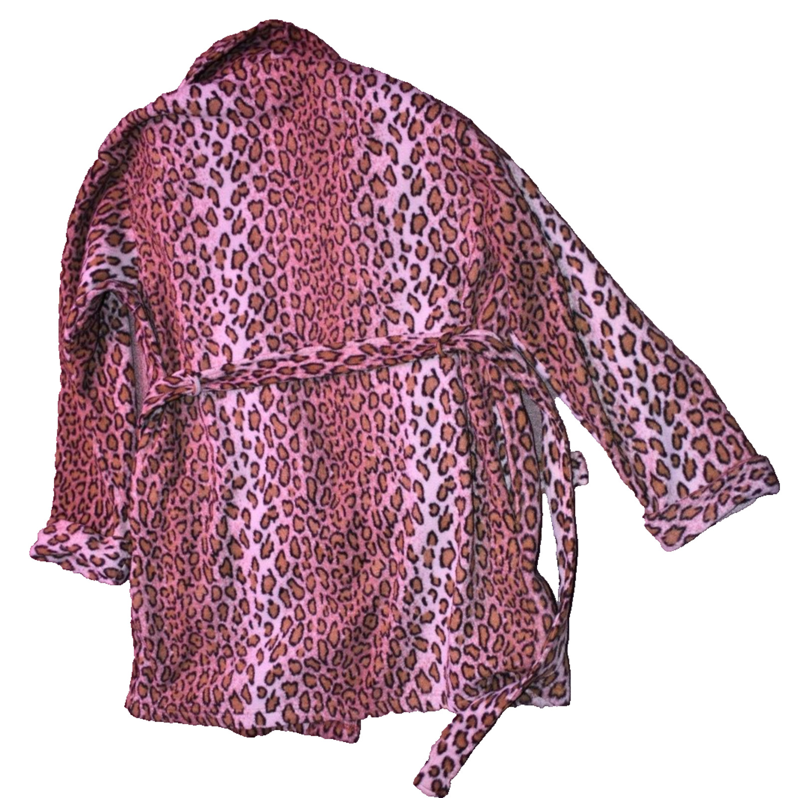 VTG Intimates By Rag Leopard Print Short Robe w/Pockets & Belt | Medium