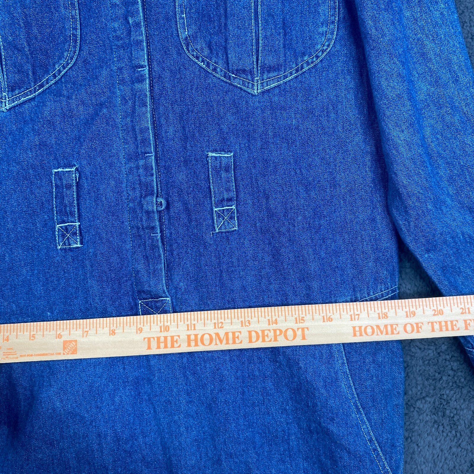 Vintage 90’s FADS Medium Wash Denim Mom Button Up Denim Dress Size 6 Cottagecore