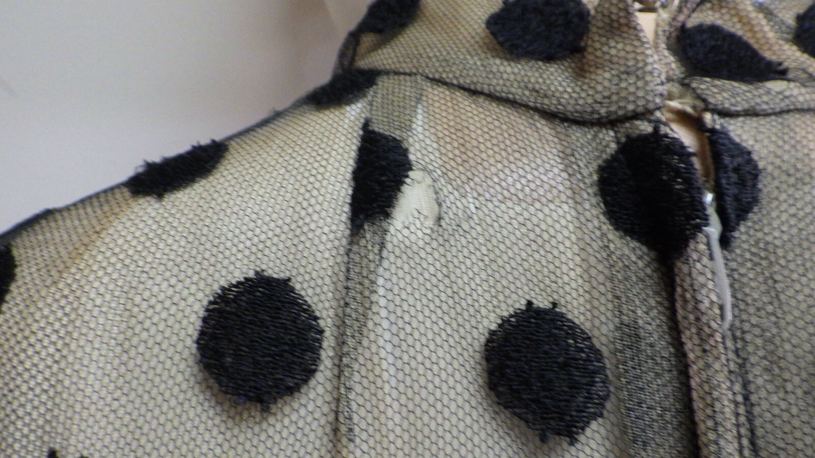 Tee-Ca of New York Vtg 1960s Black Dress Spotted Netting Prom Goth Cocktail Sz 6