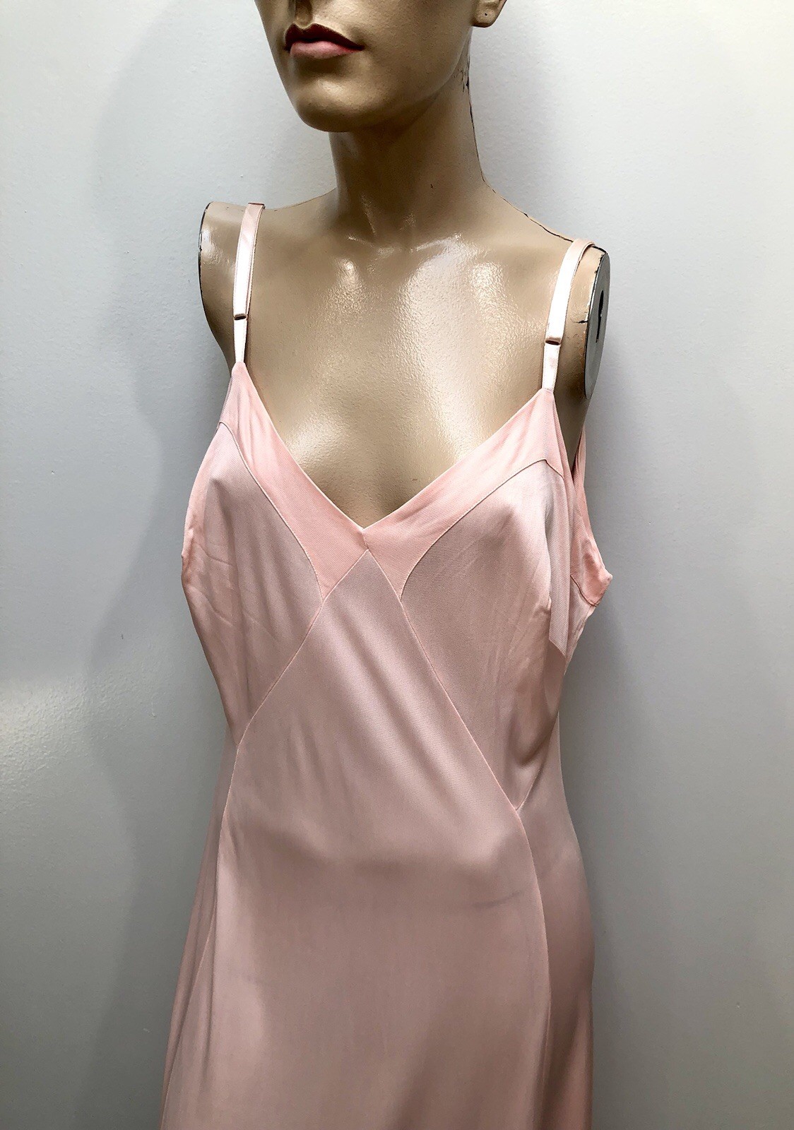 VTG 1940s *DEADSTOCK w/Tags Van Raalte ~ROSE PINK Rayon Knit SLIP DRESS Sz-42