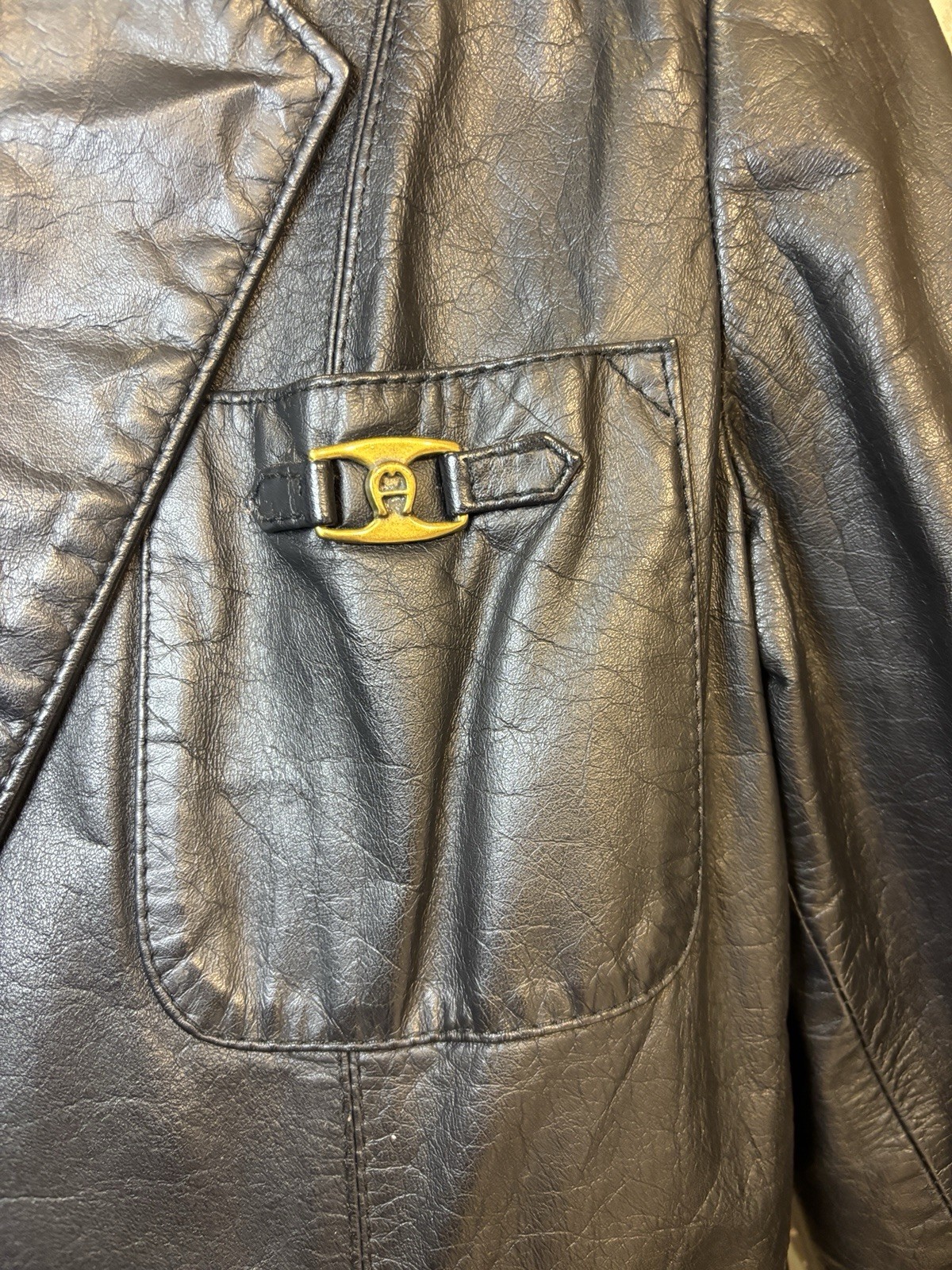 Vintage Etienne Aigner 100% Genuine Leather Jacket Coat Black Hong Kong Size 6