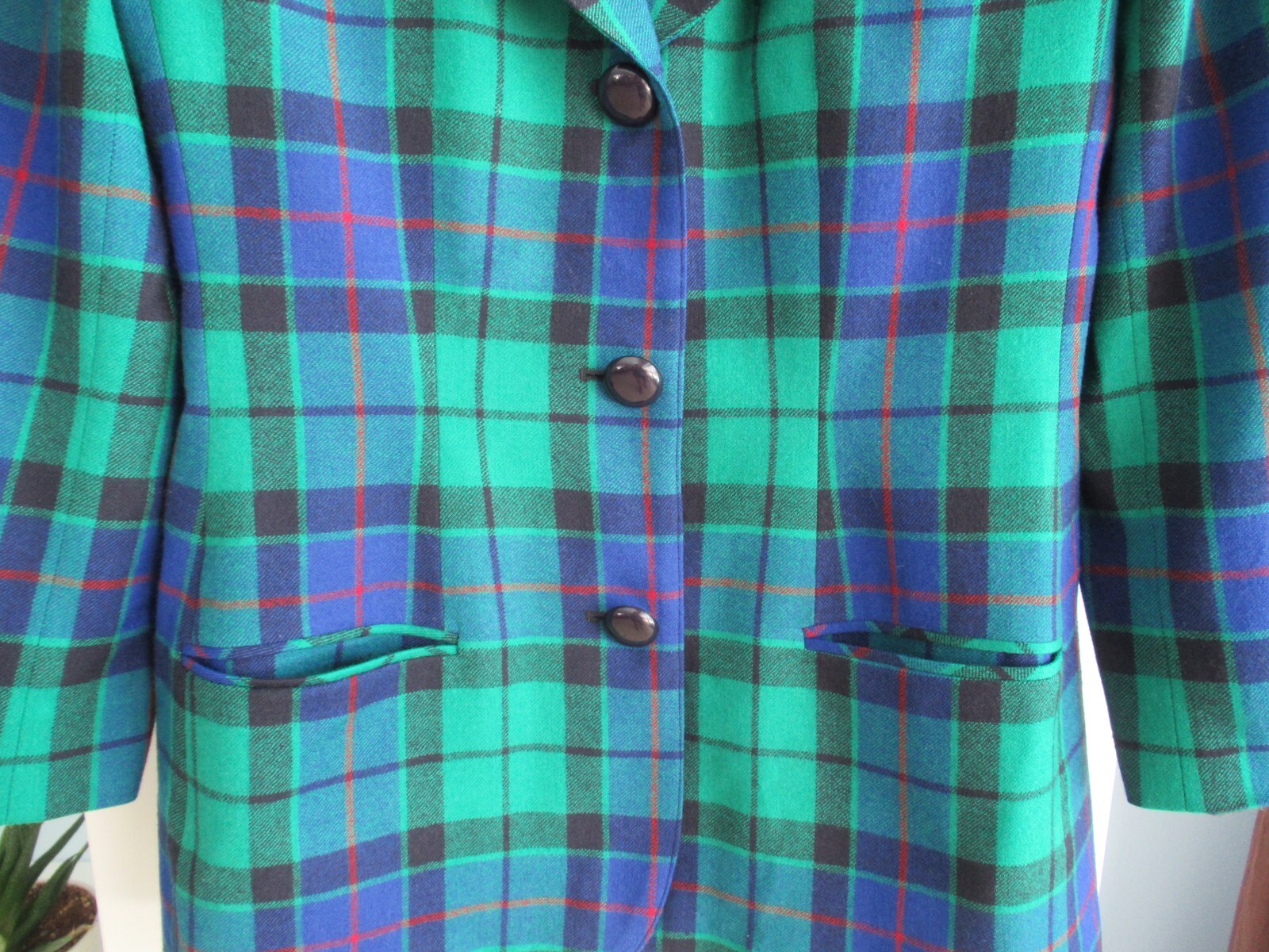 VTG Giorgio Sant’ Angelo Collectible Gold Plaid Wool Blazer Sz 10/12 M/L Multi