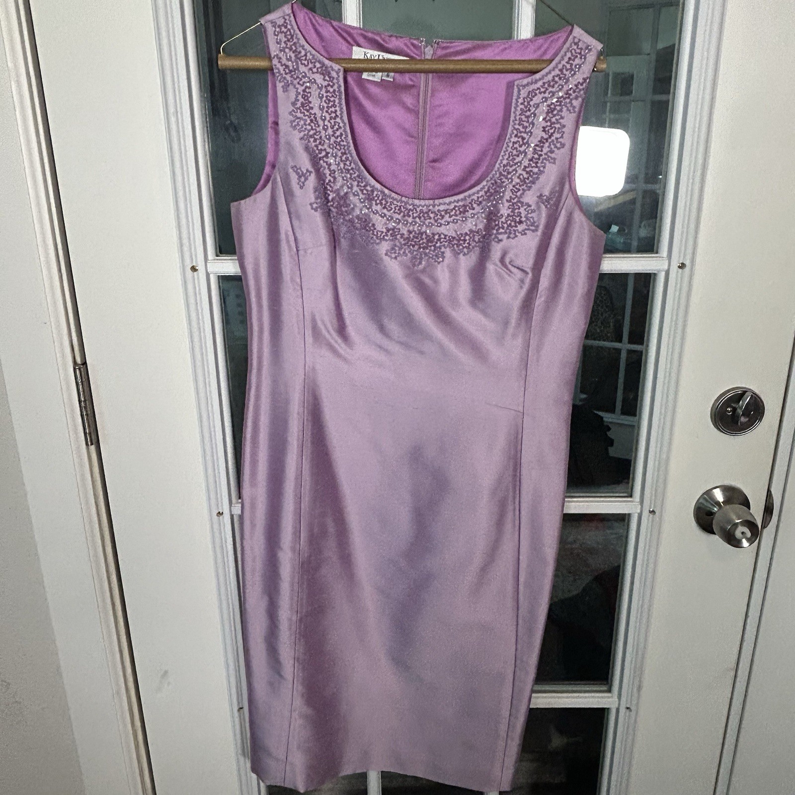 Lillie Rubin X Kay Unger Vintage 1990s 100% Silk Lavender Beaded Dress Jacket 6