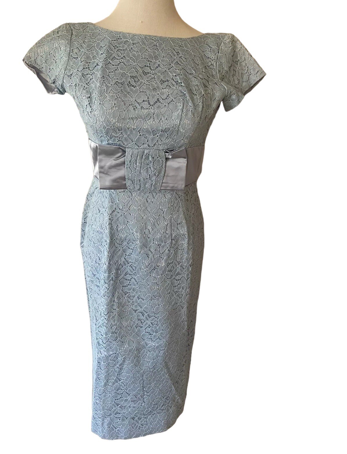 Vtg Jr Theme New York Wiggle Dress Blue Lace 24” Waist Size 8 ? *flaw ILGWU