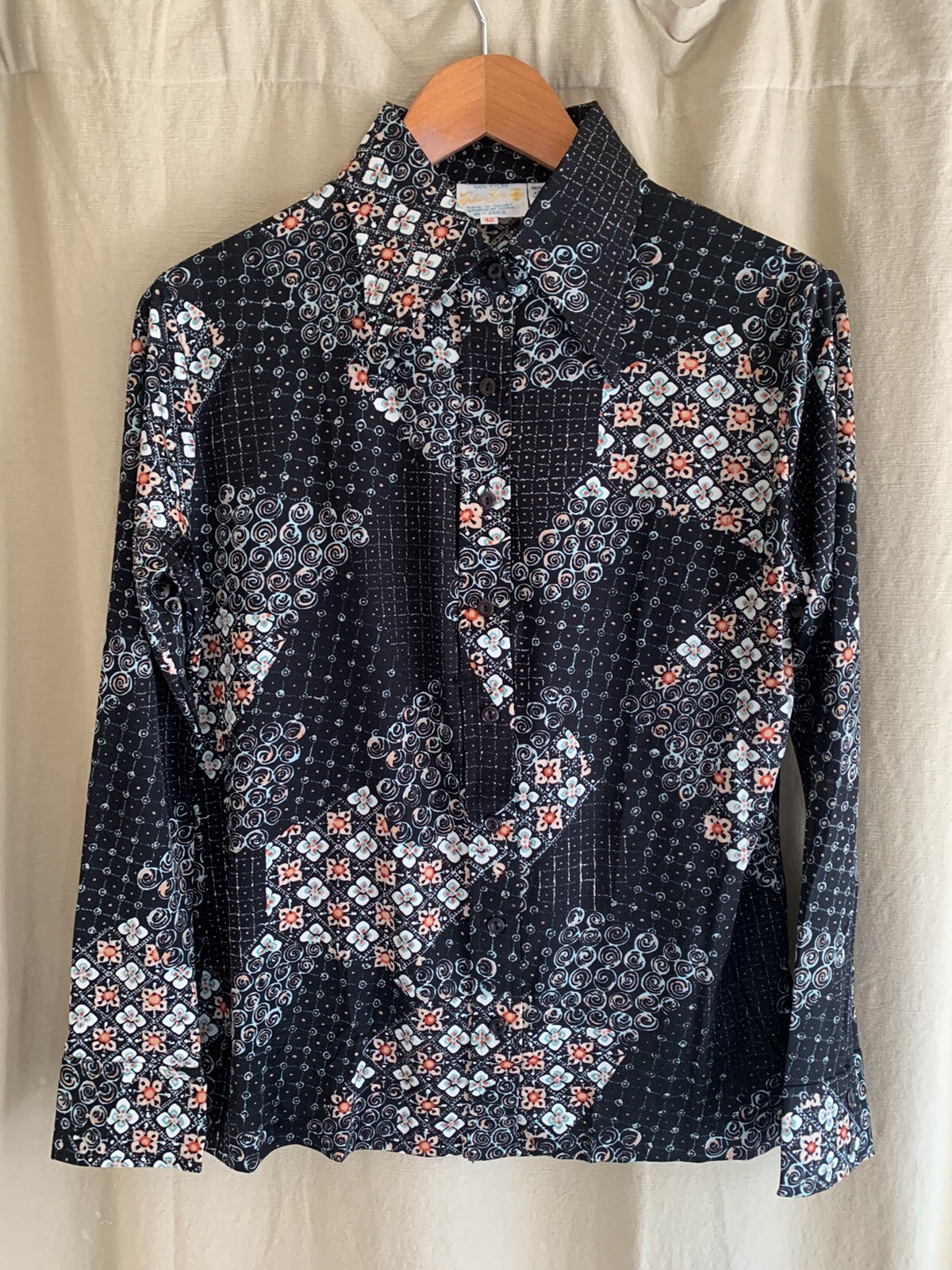 VTG NWOT Helen Sue SZ 42 70s Floral Butterfly Collar Funky Hippy Disco Shirt