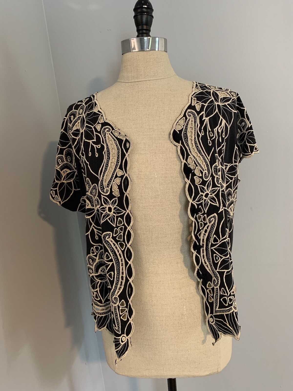 Vintage 70s Cut Work Embroidery Top Edwardian Boho Victorian Revival 1920s Goth