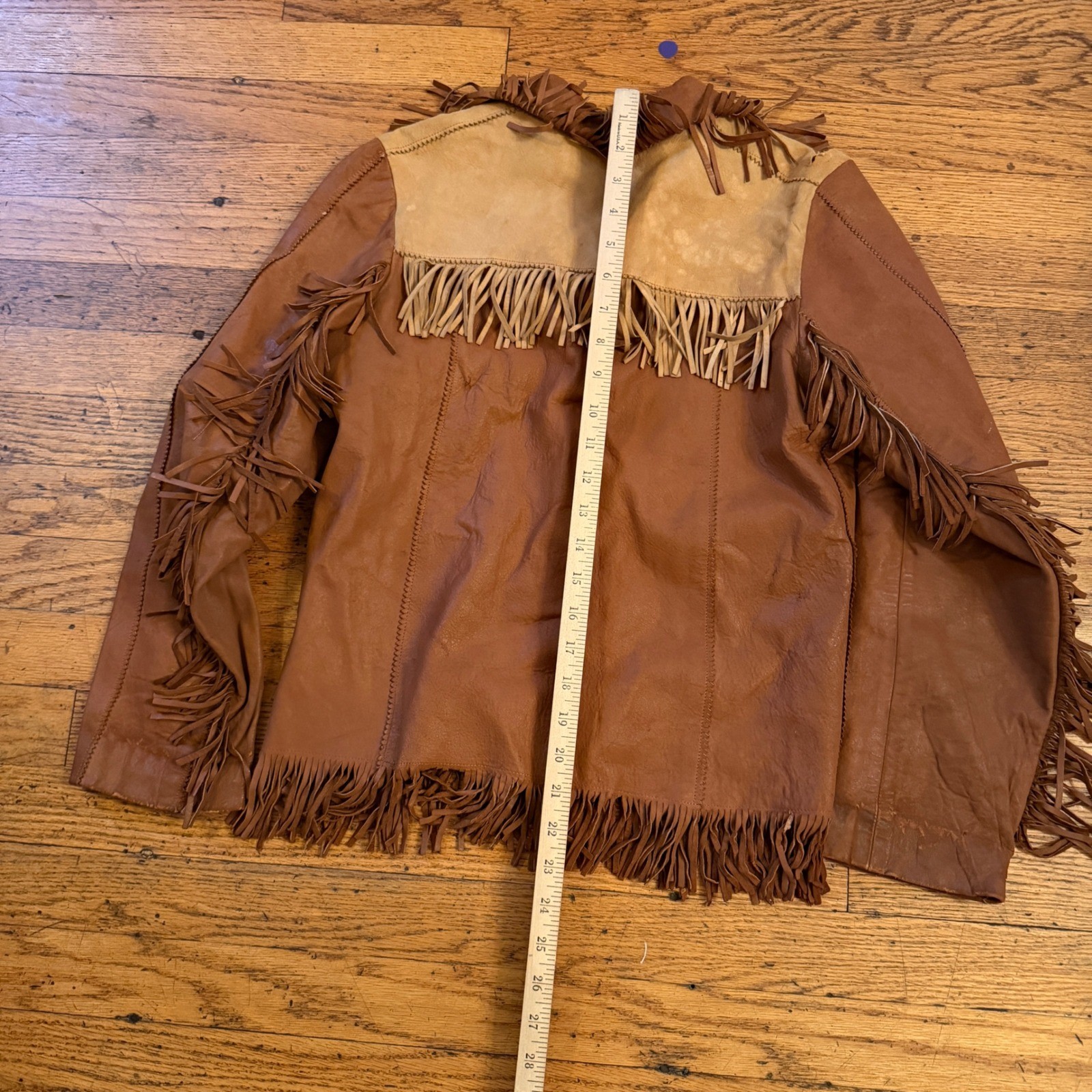 Vintage 60s 70s Western Leather Fringe Jacket Brown Tassels Boho Cowgirl